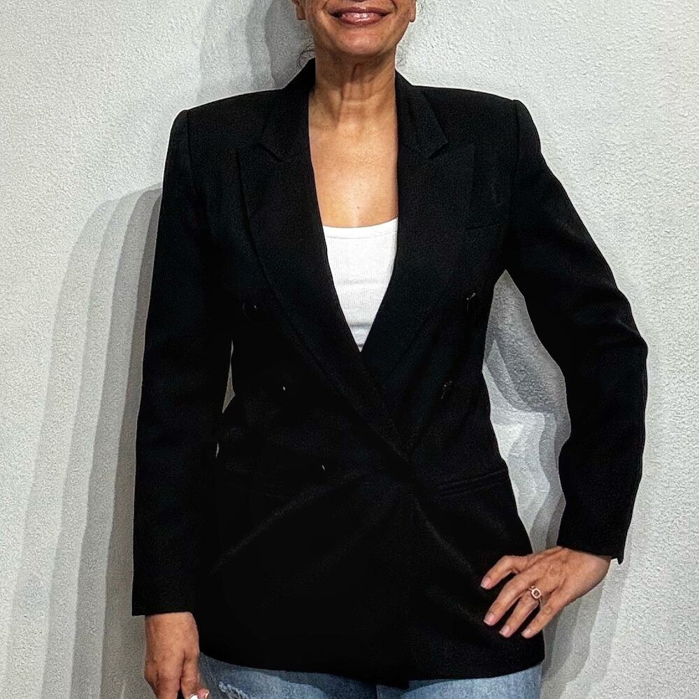Jacqueline Ferrar Black Vintage Wool Blend Blazer Sz 6